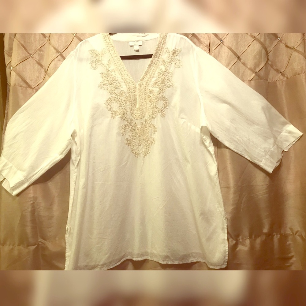 White &Gold Embroidered Tunic